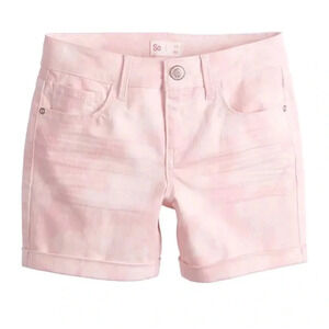 SO Pink Tie-Dye Midi Jean Shorts Girl’s Size 12/14